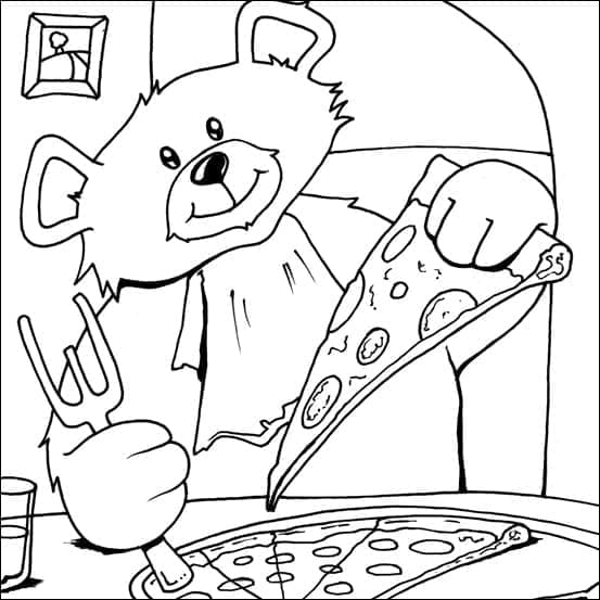 2 Yaş Çocuklar İçin Pizza Boyama Sayfası