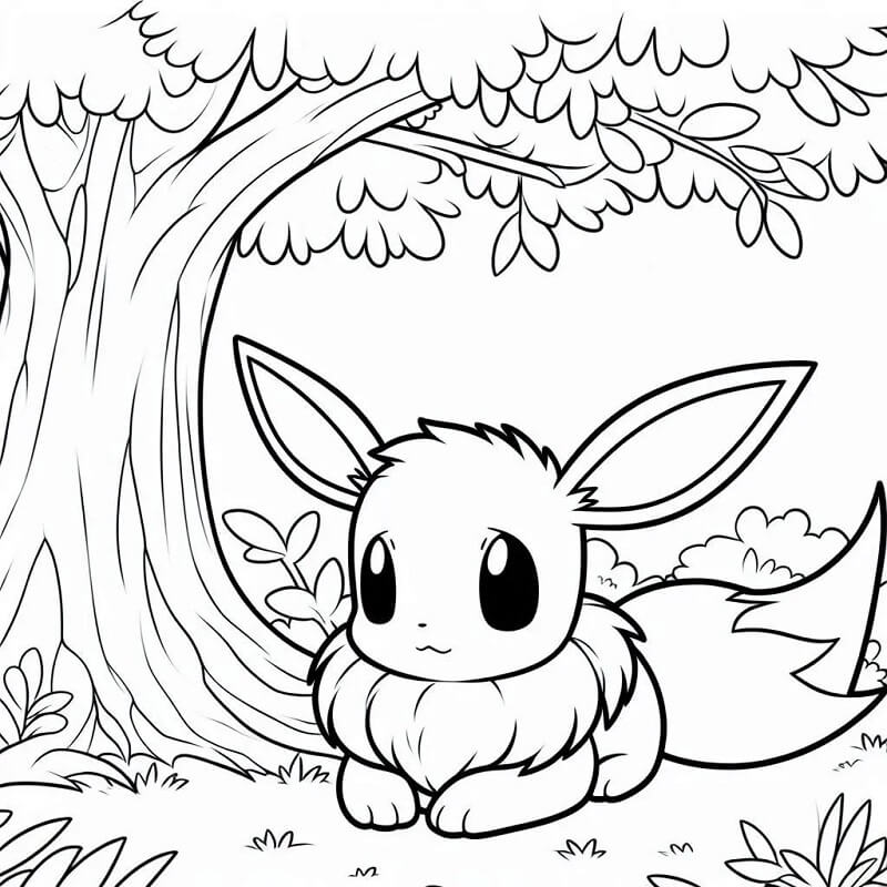4 Yaş Çocuklar İçin Eevee Boyama Sayfası