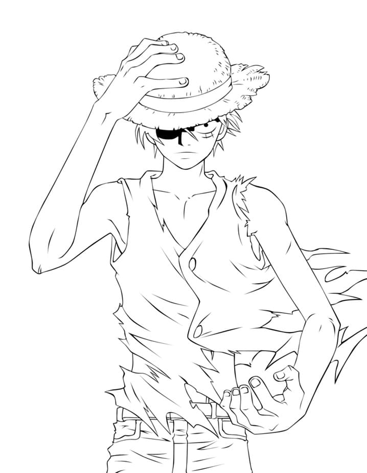 4 Yaş Çocuklar İçin Luffy Boyama Sayfası