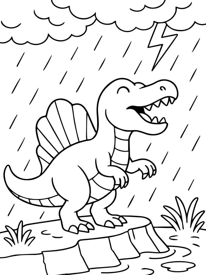 4 Yaş Çocuklar İçin Spinosaurus Boyama Sayfası