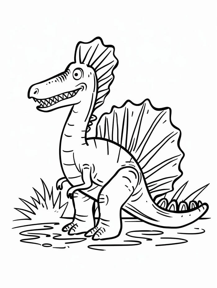 5 Yaş Çocuklar İçin Spinosaurus Boyama Sayfası