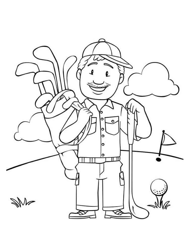 Adam Golf Oynuyor Boyama Sayfası