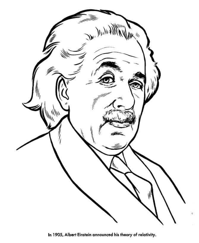 Albert Einstein Ücretsiz Çocuklar İçin Boyama Sayfası
