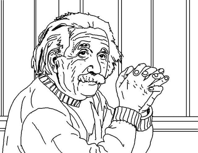 Albert Einstein Ücretsiz Resim Boyama Sayfası