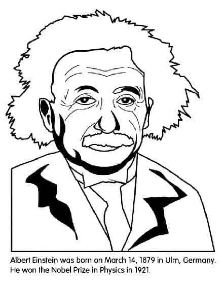Albert Einstein Yazdırılabilir Resim Boyama Sayfası