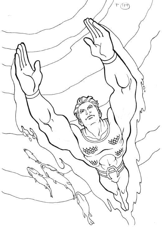 Aquaman Adalet Birliği Takımında Boyama Sayfası