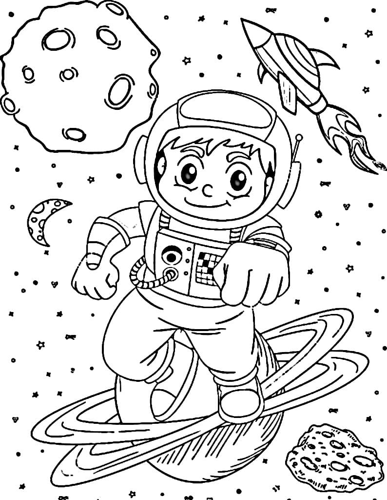 Astronot Tamamen Ücretsiz Boyama Sayfası