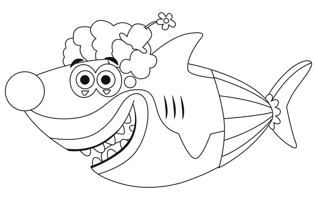 Baby Shark ücretsiz görsel Boyama Sayfası