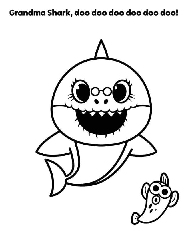Baby Shark ücretsiz yazdırılabilir Boyama Sayfası
