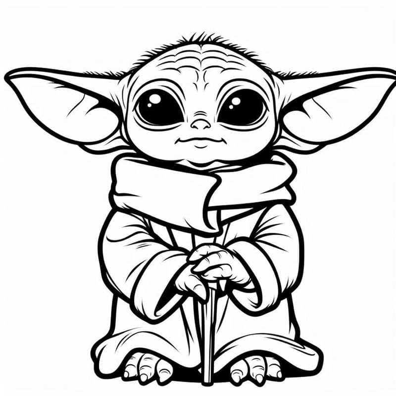 Baby Yoda Baskı Görseli Boyama Sayfası