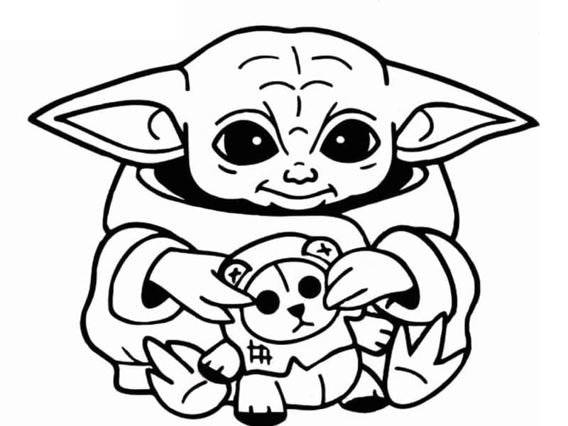 Baby Yoda Çocuklara Uygun Boyama Sayfası