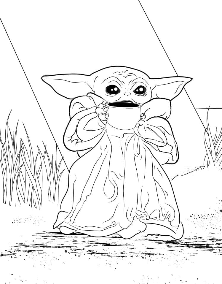 Baby Yoda Görseli Yazdırılabilir Boyama Sayfası