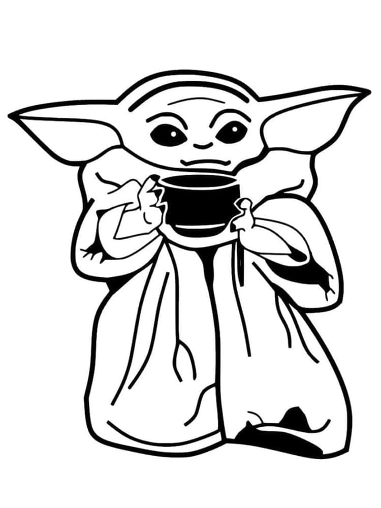 Baby Yoda Resmi Ücretsiz Boyama Sayfası