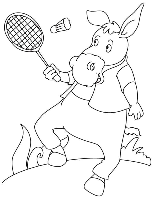 Badminton oynuyor Boyama Sayfası