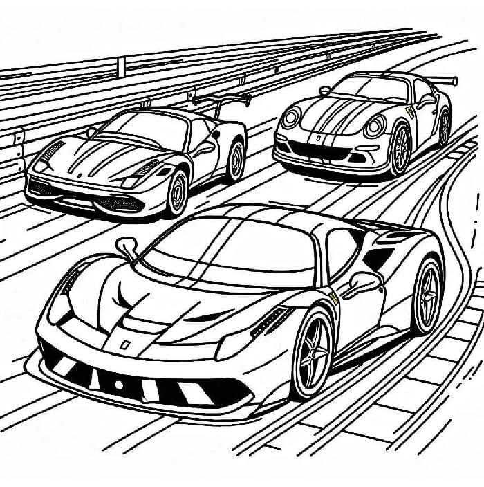 Basılabilir Ferrari Otomobili Boyama Sayfası