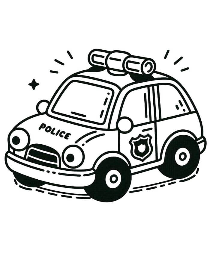 Basılabilir Polis Arabası İmajı Boyama Sayfası