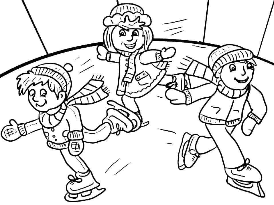 Baskı İçin Buz Pateni Resmi Boyama Sayfası