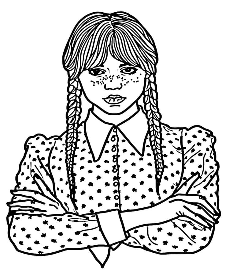 Baskı İçin Wednesday Addams Resmi Boyama Sayfası