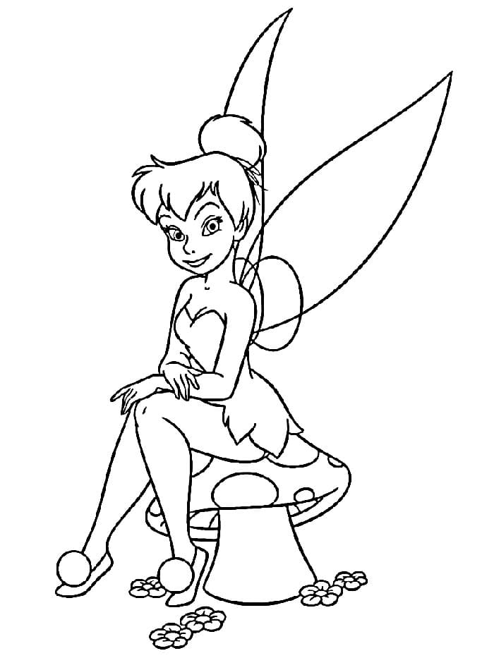 Baskıya uygun Tinkerbell Boyama Sayfası