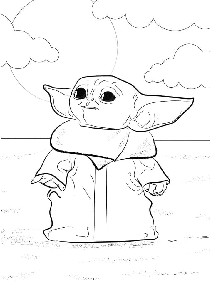 Bastırmalık Baby Yoda Boyama Sayfası