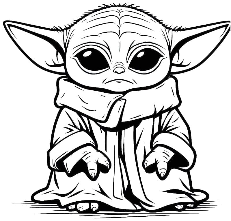 Bedava Baby Yoda Boyama Sayfası