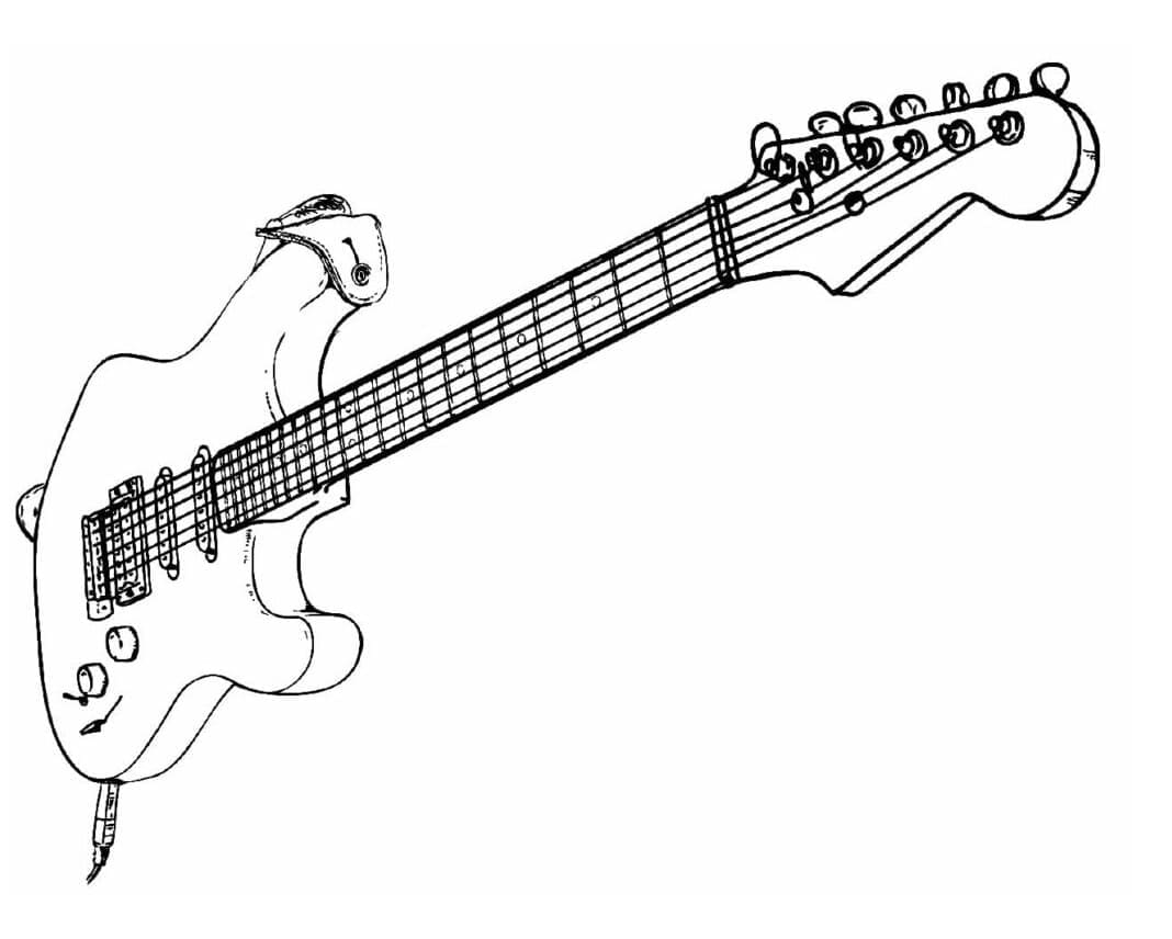 Bedava Gitar yazdırmak için Boyama Sayfası