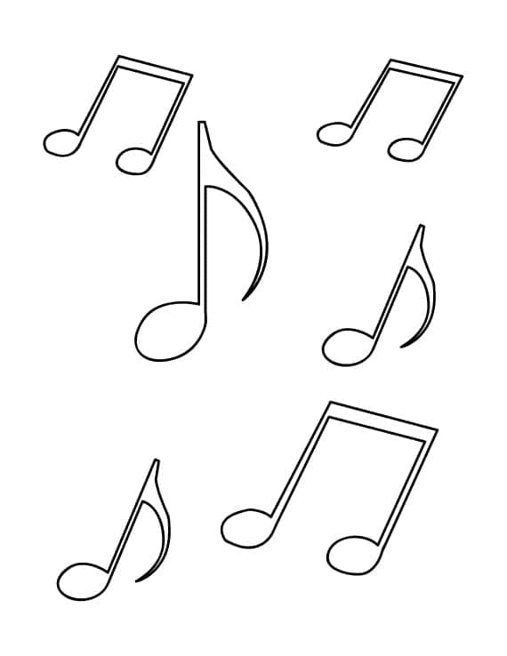 Bedava Müzik Notaları yazdırılabilir Boyama Sayfası