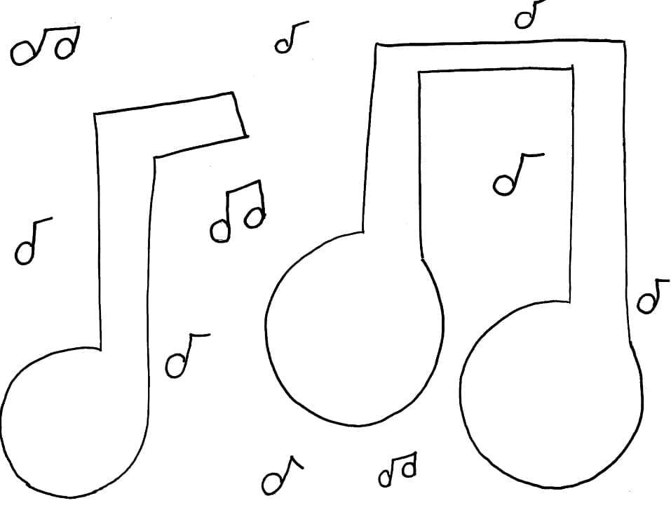 Bedava Müzik Notaları yazdırmak için Boyama Sayfası