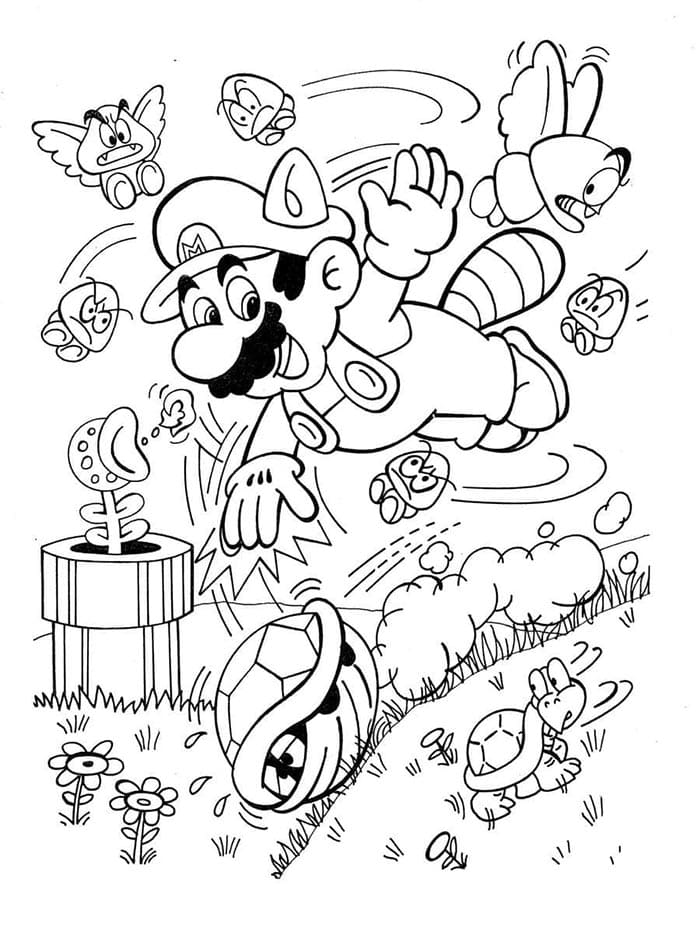 Bedelsiz Mario Baskısı Boyama Sayfası