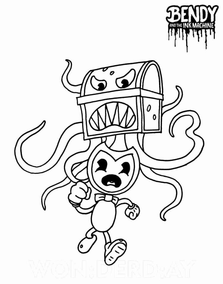Bendy Çocuklar İçin Ücretsiz Boyama Sayfası