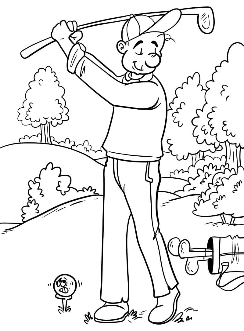 Bir Golf Oyuncusu Boyama Sayfası