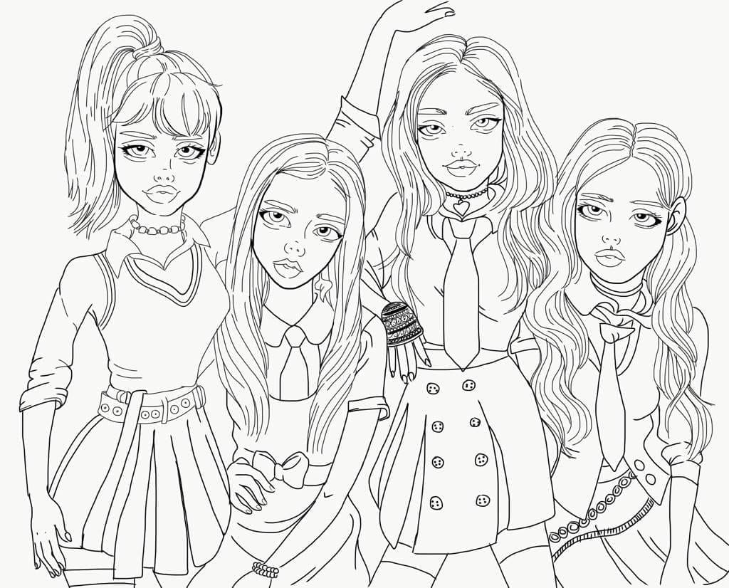 Blackpink Yazdırılabilir Çocuklar İçin Boyama Sayfası