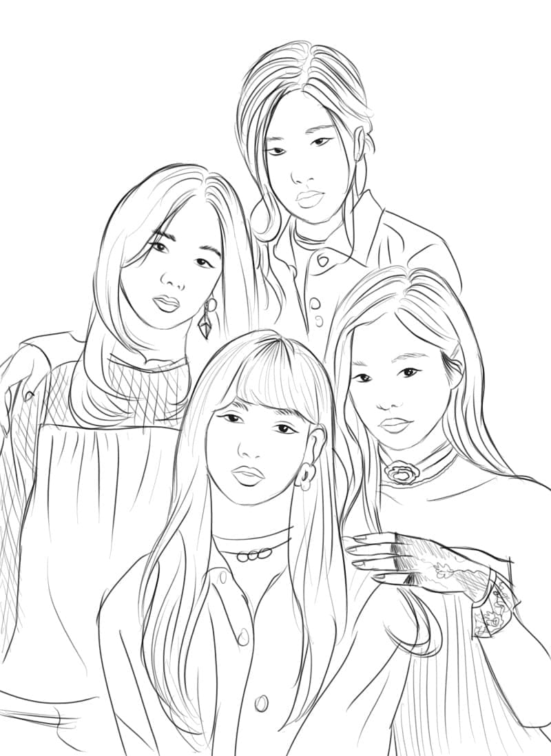 Blackpink Yazdırılabilir Boyama Sayfası