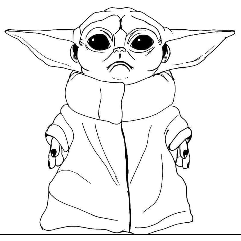 Boyamak İçin Baby Yoda Boyama Sayfası