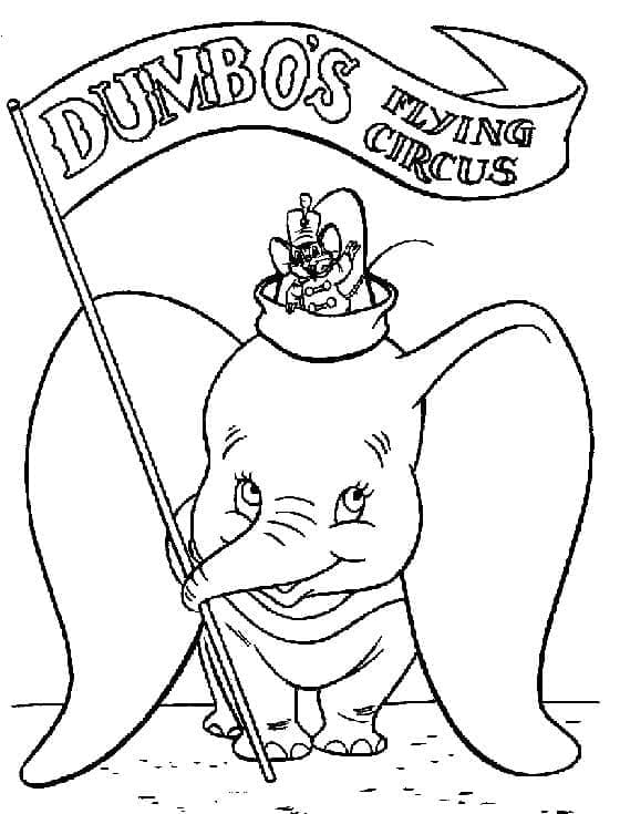 Boyanacak Dumbo Boyama Sayfası