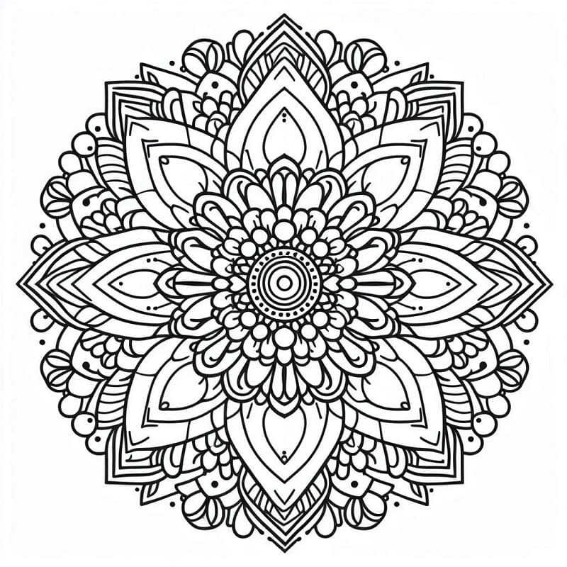 Çiçek Mandala (9) Boyama Sayfası