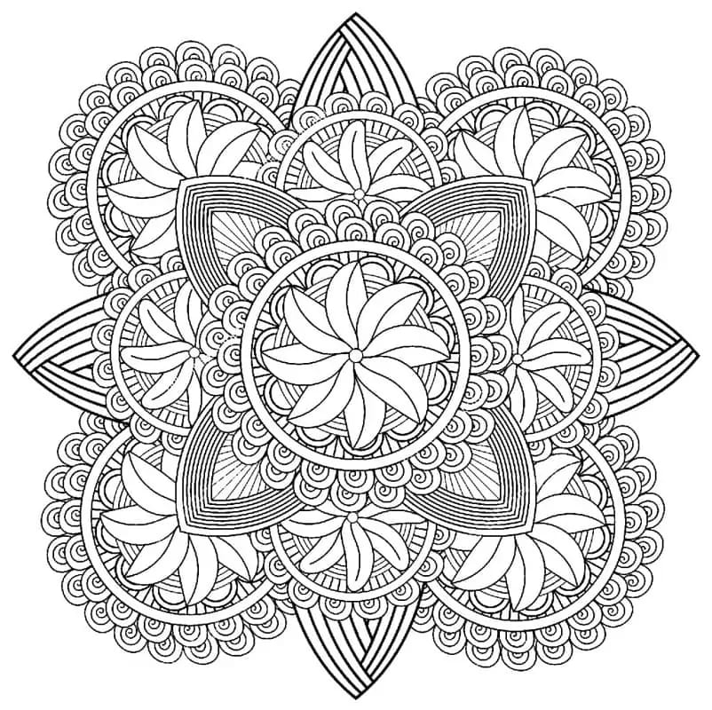 Çiçek Mandala Çizim Yazdır Boyama Sayfası