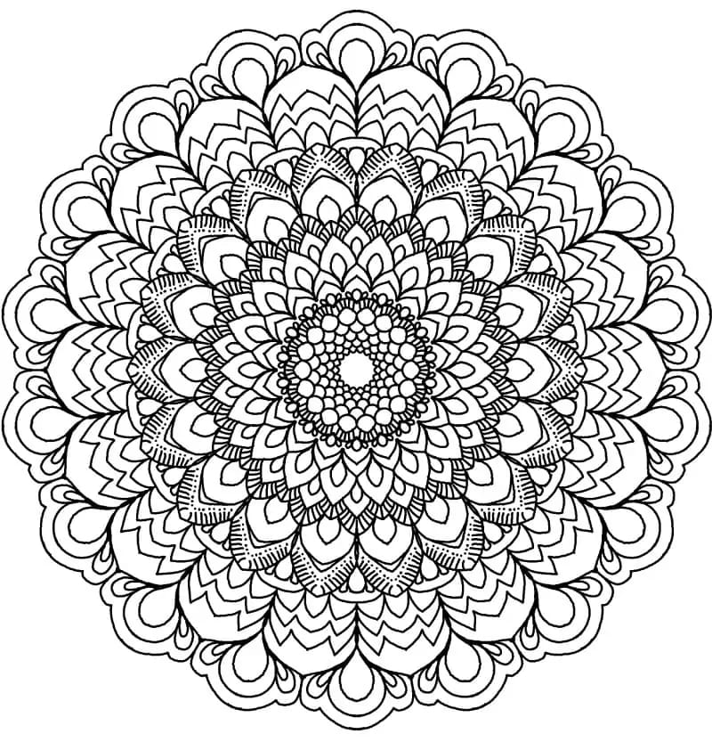 Çiçek Mandala Yazdırılabilir Çizim Boyama Sayfası