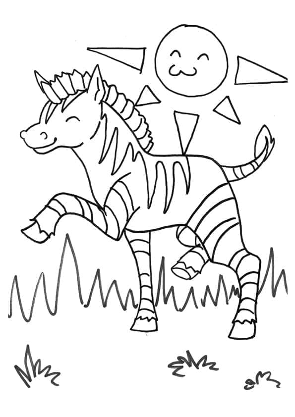 Çizgi Zebra Boyama Sayfası