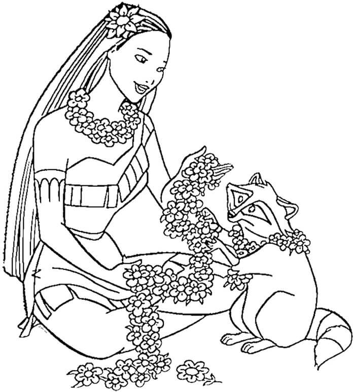 Çocuk Bedava Pocahontas Boyama Sayfası