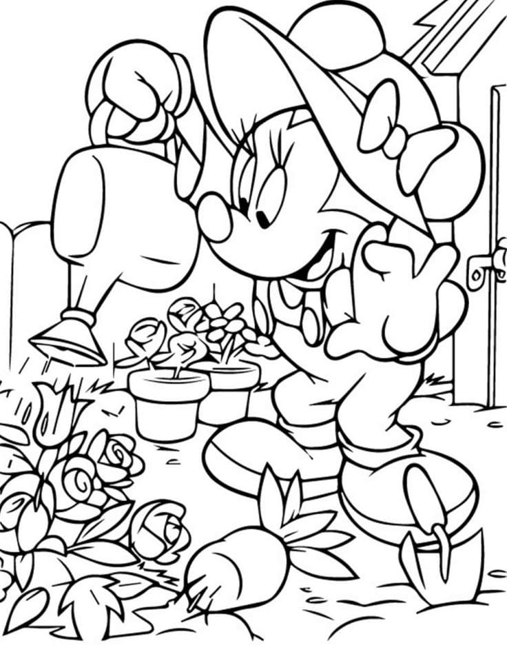 Çocuk Minnie Mouse Boyama Sayfası