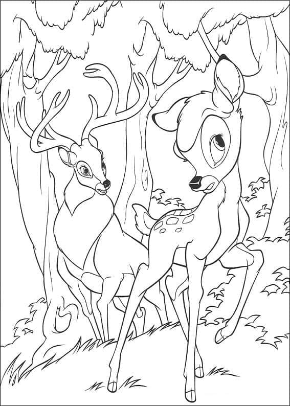 Çocuklar İçin Bambi Boyama Sayfası