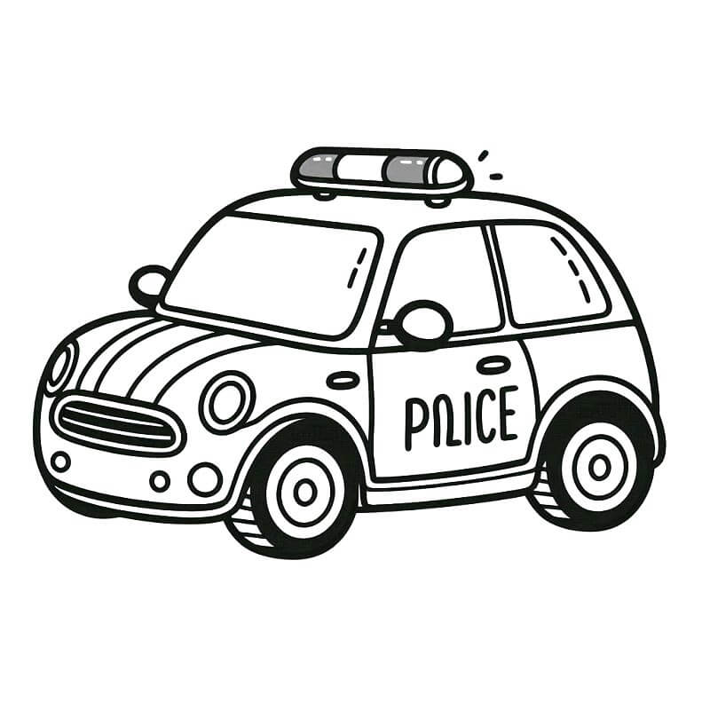 Çocuklar İçin Basılabilir Polis Arabası Boyama Sayfası