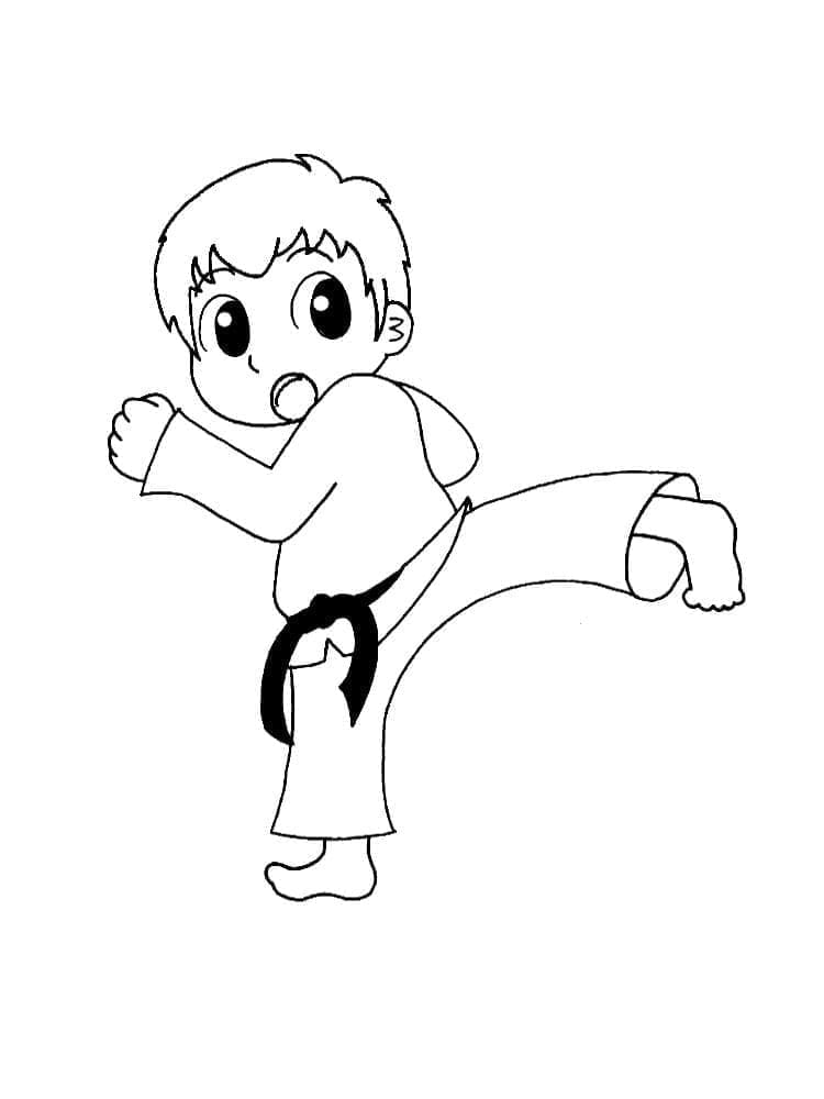 Çocuklar İçin Baskı Karate Boyama Sayfası