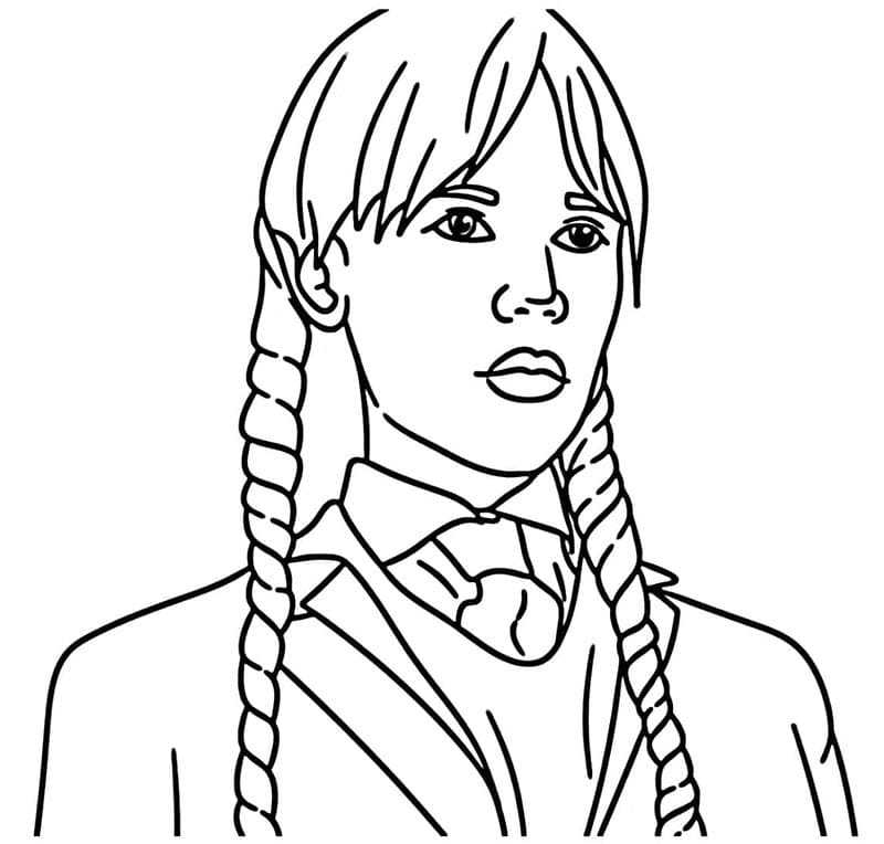 Çocuklar İçin Baskı Wednesday Addams Boyama Sayfası