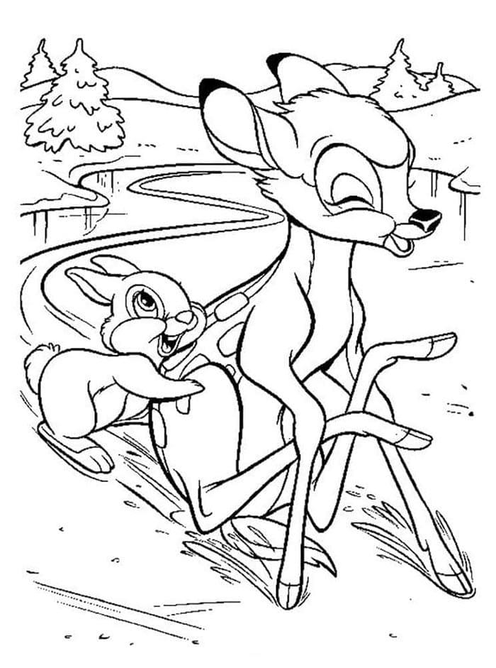 Çocuklar İçin Bedava Bambi Boyama Sayfası