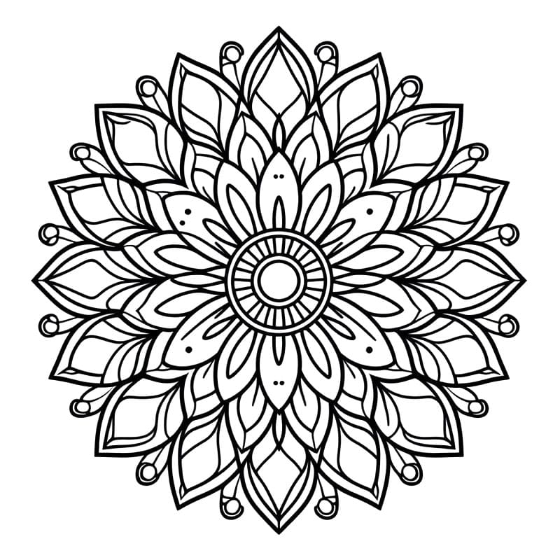Çocuklar İçin Çiçek Mandala Boyama Deseni Boyama Sayfası
