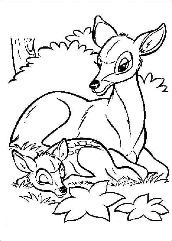 Çocuklar İçin Ücretsiz Bambi Boyama Sayfası