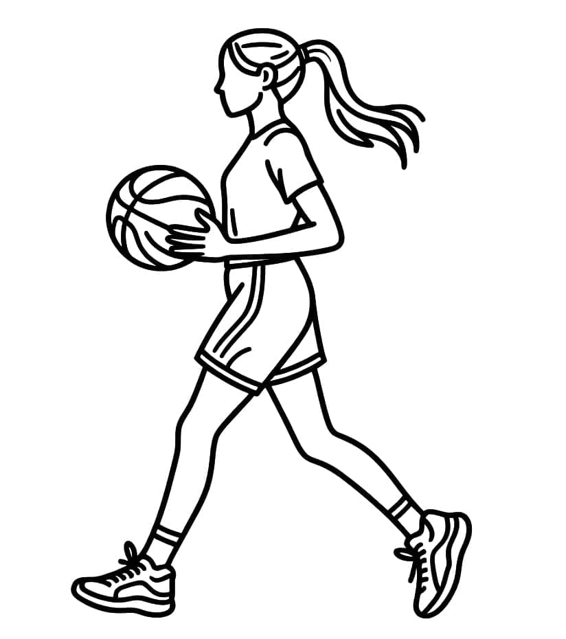 Çocuklar İçin Ücretsiz Basketbol Boyama Sayfası