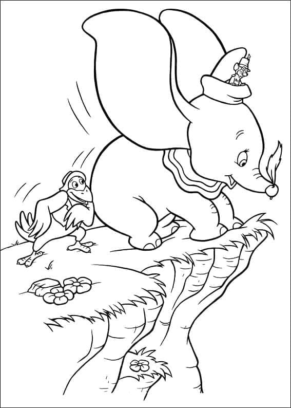 Çocuklar İçin Ücretsiz Dumbo Boyama Sayfası